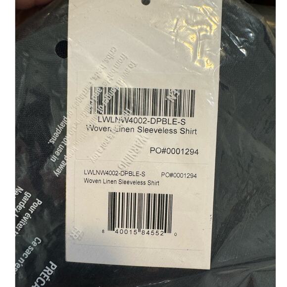 LUNYA NWT $138 Woven Linen Sleeveless Shirt - Navy Blue - Picture 8 of 15